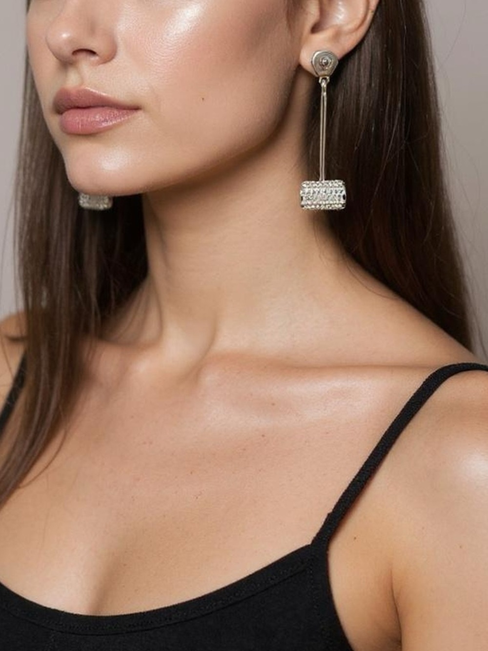 Eddie Borgo Silver-Tone Pave Crystal Cube Drop Earrings • Luxury Modernist Jewel